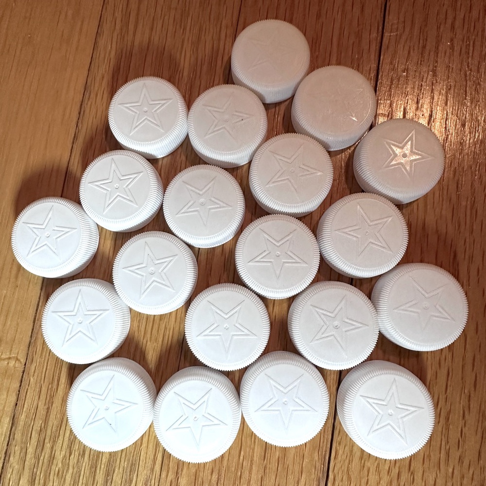 Lot of 20 plastic Pellegrino water caps from crafts reuse upcycle